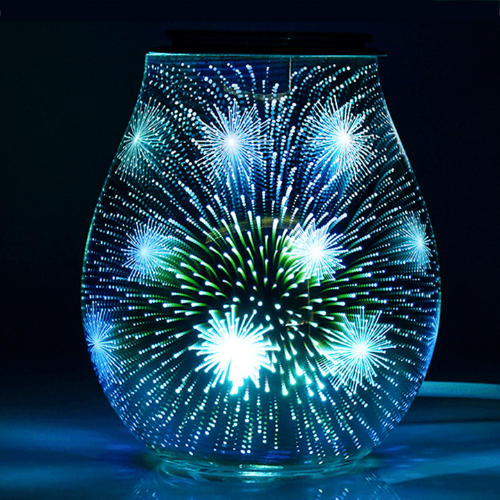 3D Glass Electric Aromatherapy Lamp Firework Pattern Colorful Lights Home Aromatherapy Machine