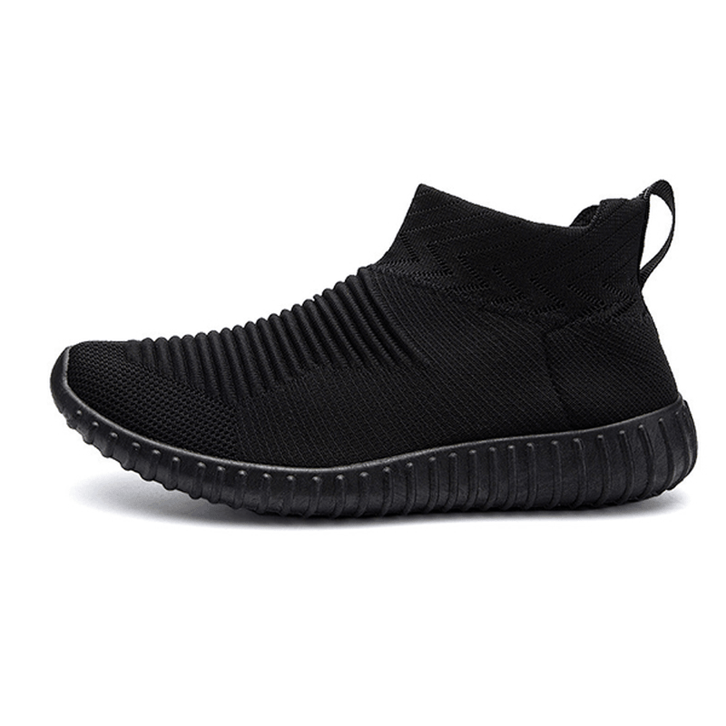 Men Comfortable Knitted Fabric High Top Slip on Sneakers