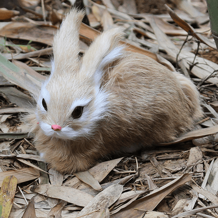 15Cm Mini Realistic Cute White Plush Rabbits Fur Lifelike Animal Furry Easter Bunny Stuffed Plush Toy - MRSLM