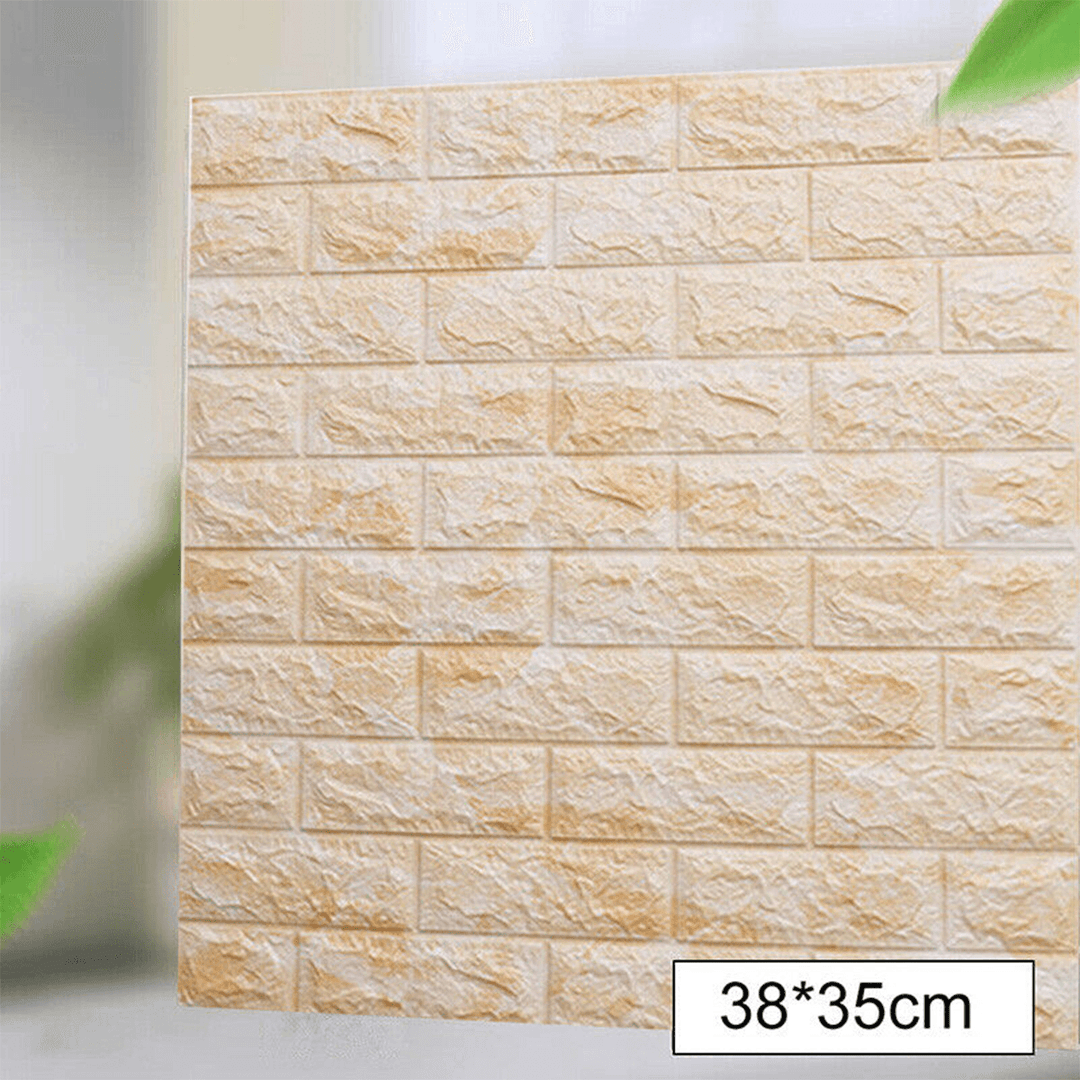 5Pcs 3D Soft Tile Brick Wall Sticker Self-Adhesive Waterproof Foam Panel 38*35Cm - MRSLM