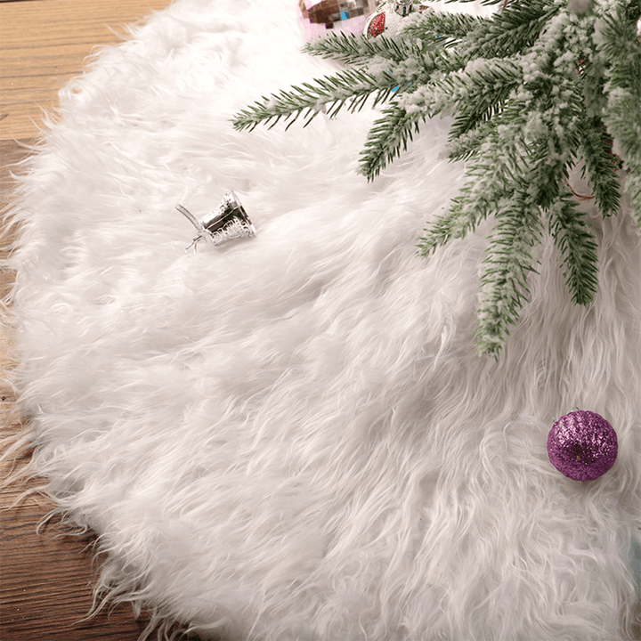 90Cm Snow Plush Christmas Tree Skirt Base Floor Mat Cover Christmas Party Decorations