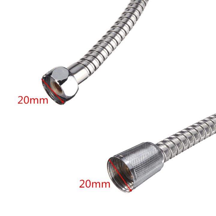 2M Long Standard Flexible Bathroom Shower Head Hose Stainless Steel Chrome Pipe