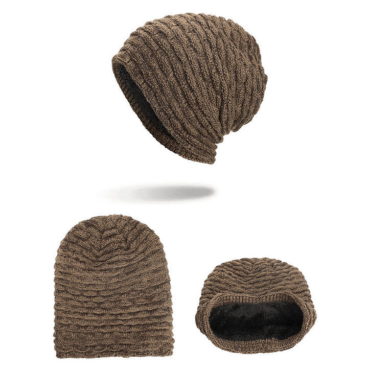 Men Women Special Stripe plus Velvet Knitted Hat Beanie Caps