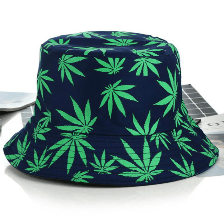 Hemp Leaf Fisherman Hat Cotton Maple Leaf Basin Hat Men and Women Fashion Fishing Hat Summer Outdoor Shade Sun Sat