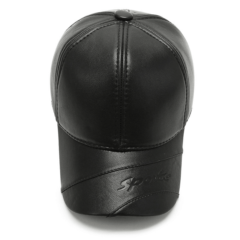 Men'S Middle-Aged and Elderly Winter Cold-Proof PU Leather Hat