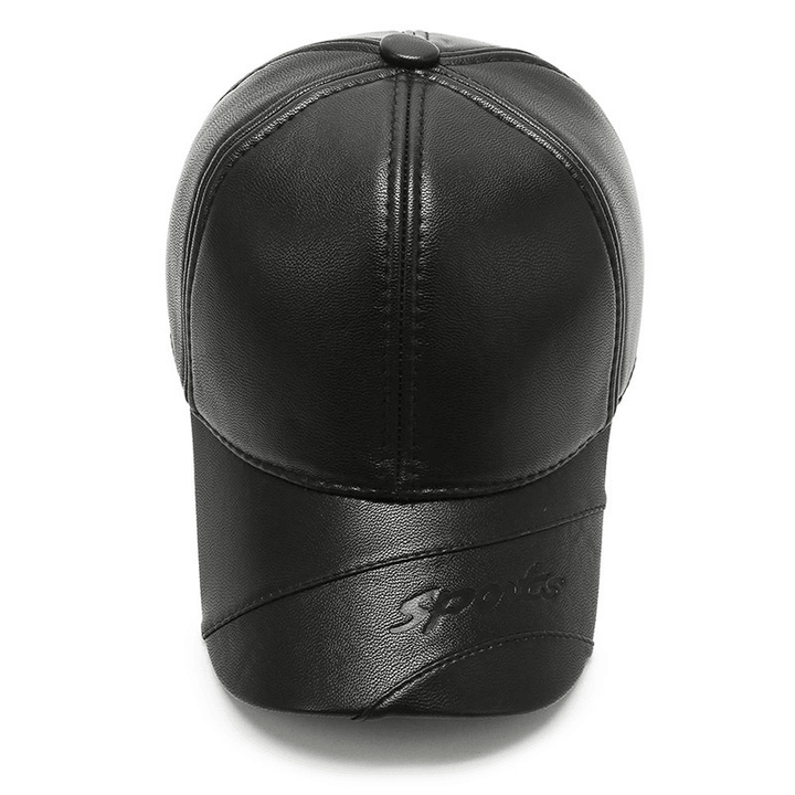 Men'S Middle-Aged and Elderly Winter Cold-Proof PU Leather Hat