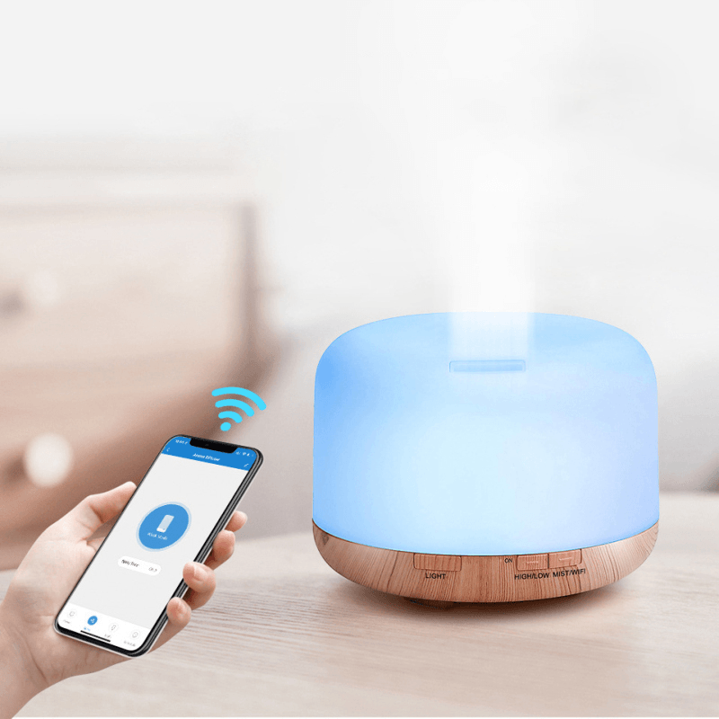 500ML Smart Wifi Humidifier Two Modes Colorful Ultrasonic Atomization Diffuser Voice Control Essential Oil Aroma Diffuser