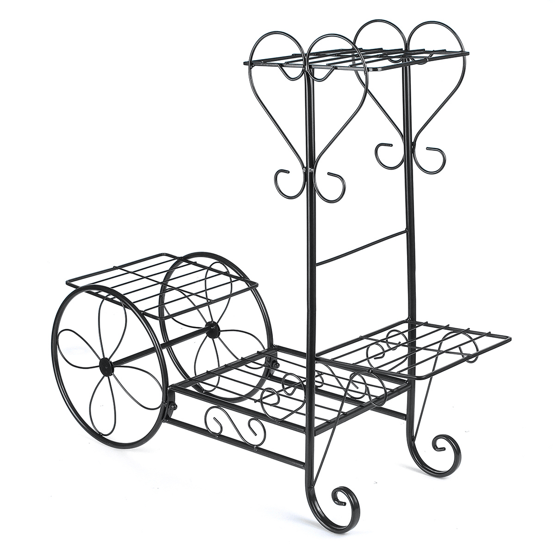 Flower Pot Plant Stand Storage Shelf Organizer Plant Shelf Classical Design Iron Design Bookshelf round for Office Home Garden