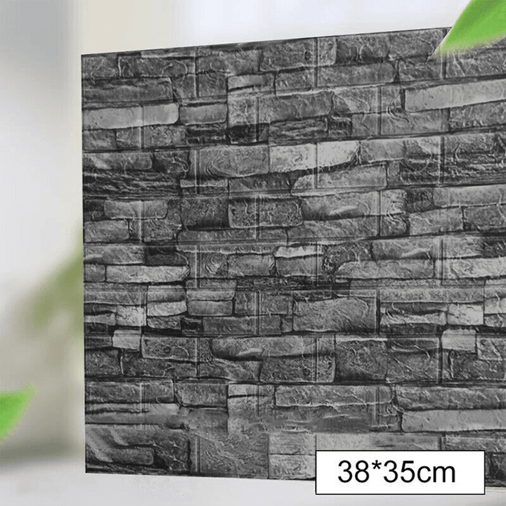 5Pcs 3D Soft Tile Brick Wall Sticker Self-Adhesive Waterproof Foam Panel 38*35Cm - MRSLM