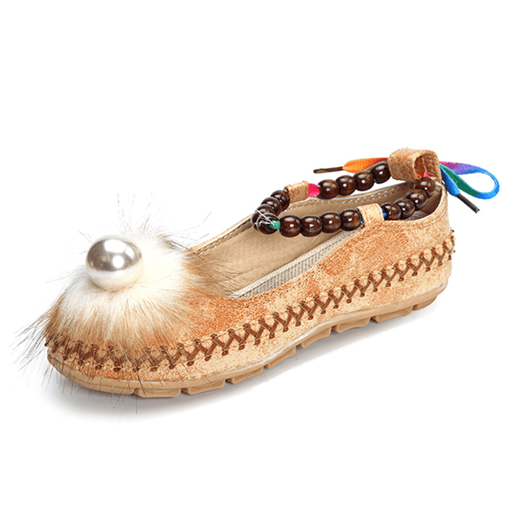 Women Beading Colorful Flats Loafers - MRSLM