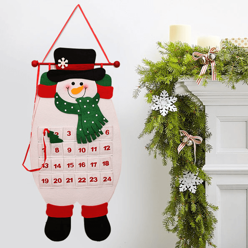 Christmas Countdown Calendar Snowman Deer Hanging Advent Calendar Decorations Home Decor