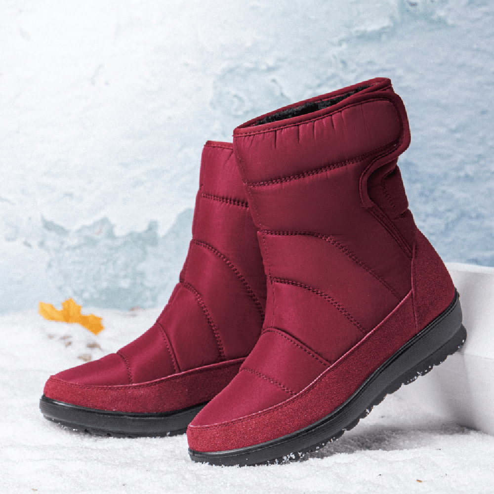 Women Casual Warm Lining Waterproof Hook Loop Short Calf Snow Boots