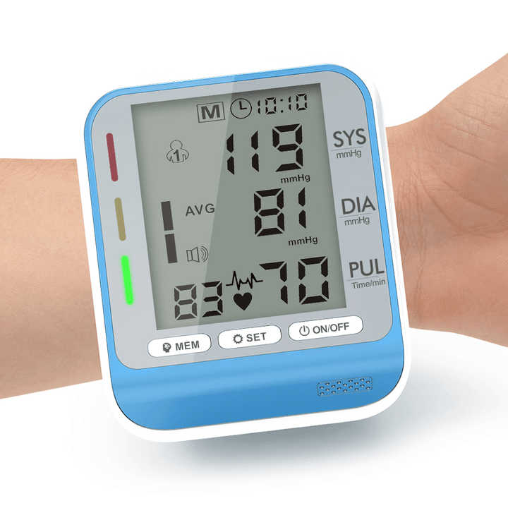 Wrist Blood Pressure Monitor Portable Household Sphygmomanometer Electronic Heart Rate Pulse Tonometer Meter