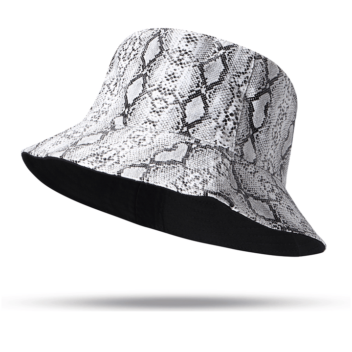 Unisex Snake Pattern Bucket Hat Double-Sided Bucket Hat Wearable Sun Shade Fisherman Hat