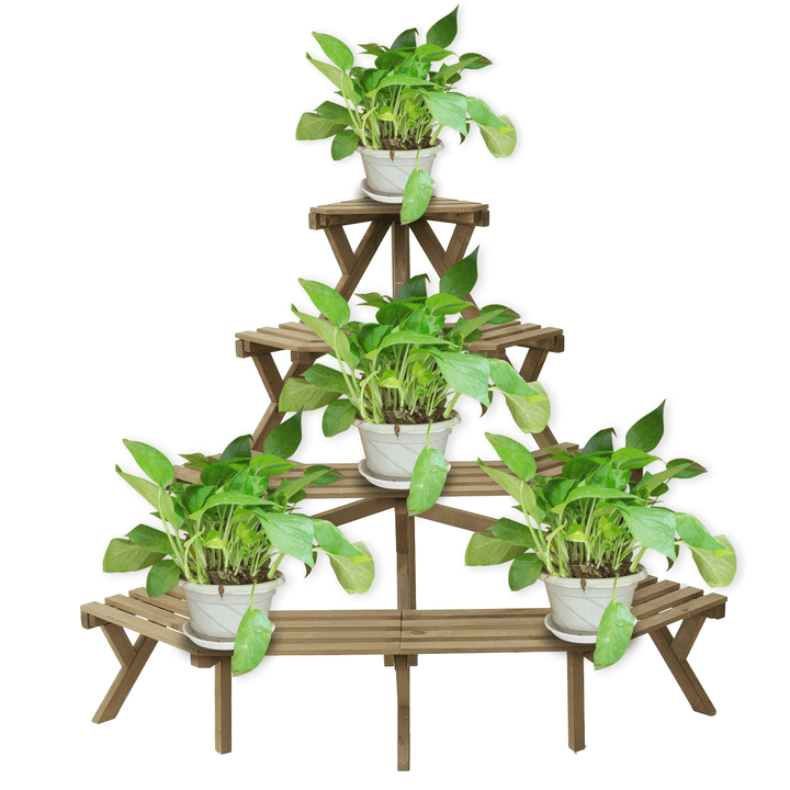 3/4 Tiers Wood Corner Flower Rack Plant Stand Shelves Display Shelf Pot Holder