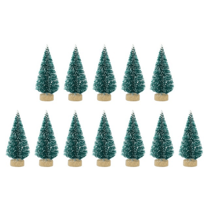 12 Pcs Mini Christmas Tree Sisal Silk Cedar Decor Small Christmas Tree Gold Silver Blue Green White Mini Christmas Tree - MRSLM