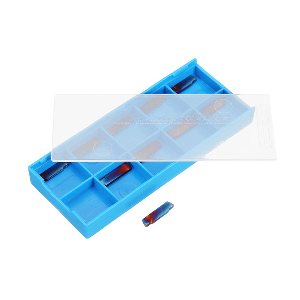 Drillpro 10Pcs HRC45 Blue Nano MGMN200-G 2Mm Carbide Insert for MGEHR/MGIVR Turning Tool Holder