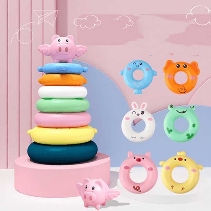 Toy Children'S Baby Puzzle Early Education Rainbow Set Animal Ring