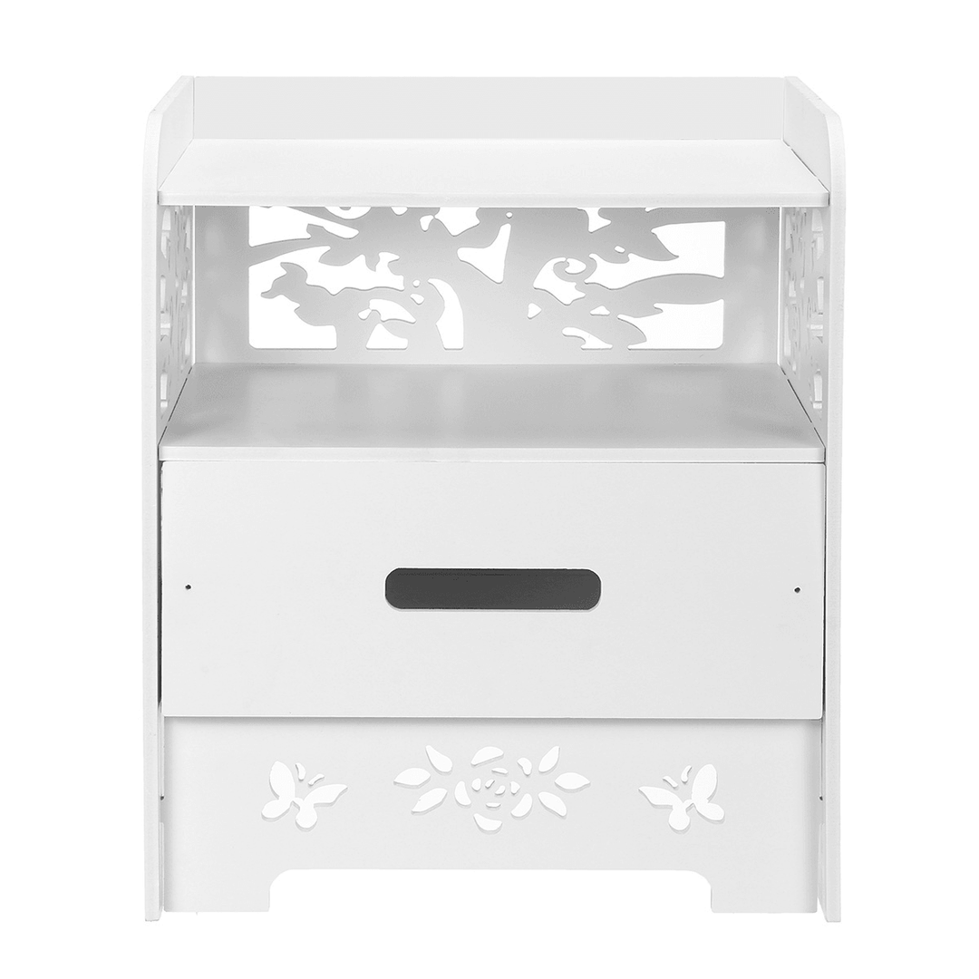 Bedroom Nightstand End Side Bedside Table Storage Cabinet Drawer White