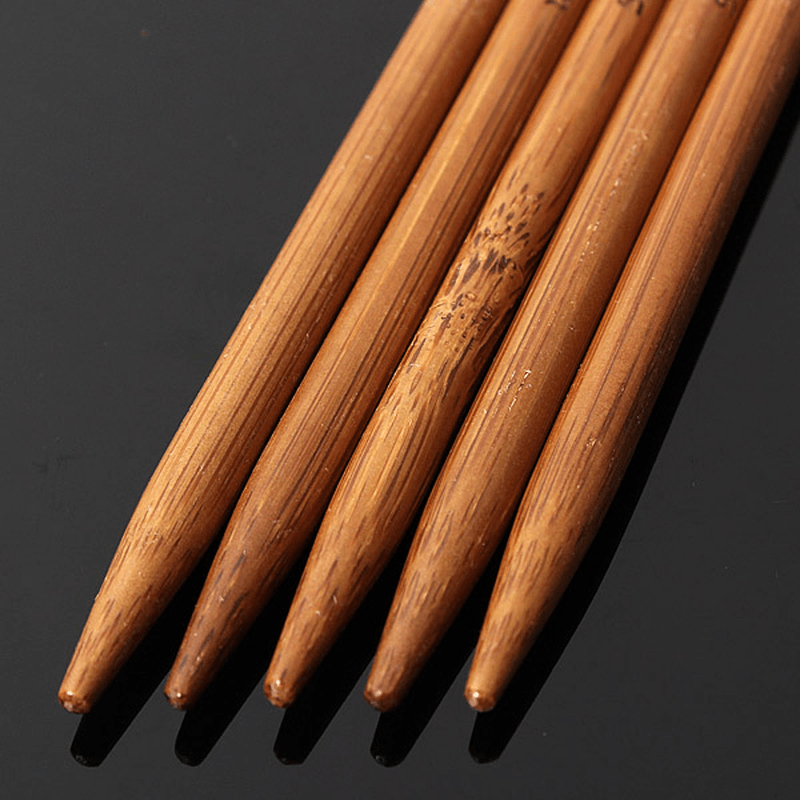 55Pcs 11 Sizes Carbonized Bamboo Double Pointed Knitting Needles Hat Sweater Scarf Crochet Hook