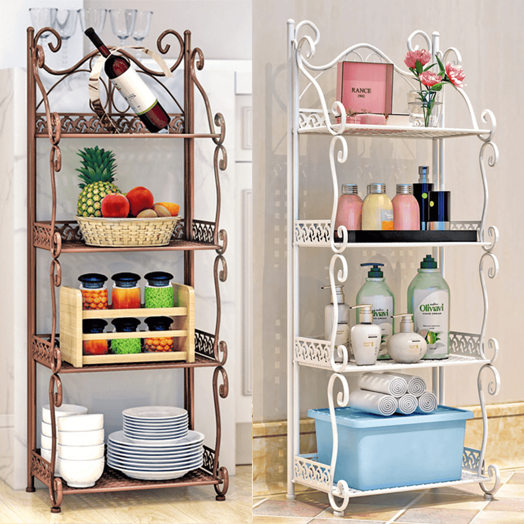 1 Piece 3/4/5 Tiers Folding Storage Shelf Nordic Minimalist Multifunctional Bookshelf Storage Racks Holders for Office Home Bedroom Bathroom Kitchen