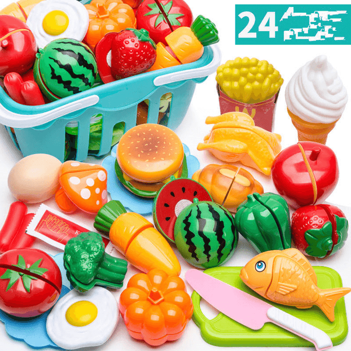 Children'S Cut Fruit and Vegetable Cake Pizza Cut Happy House Boys and Girls Kitchen Table Toy Set