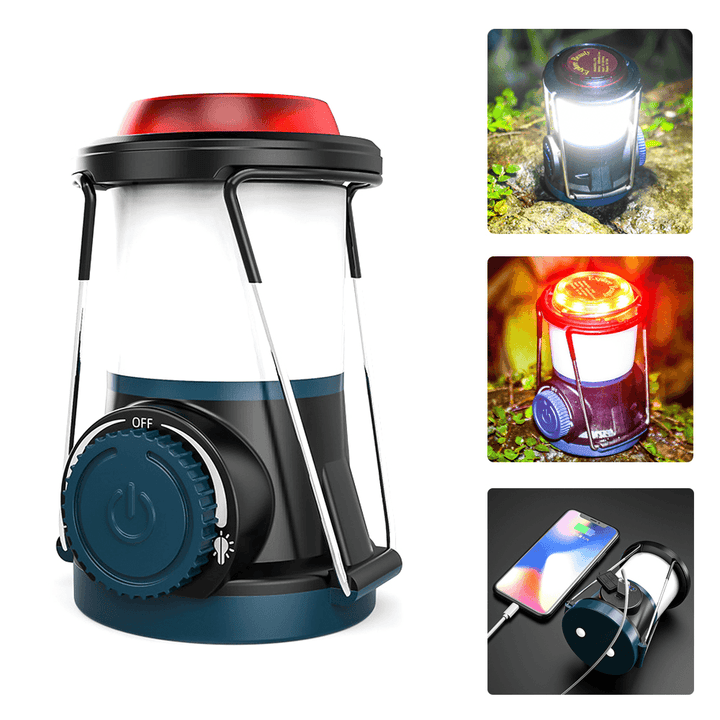 Multifunction Camping Light 3 Modes USB Rechargeable Hanging Tent Lamp Power Bank with Bracket