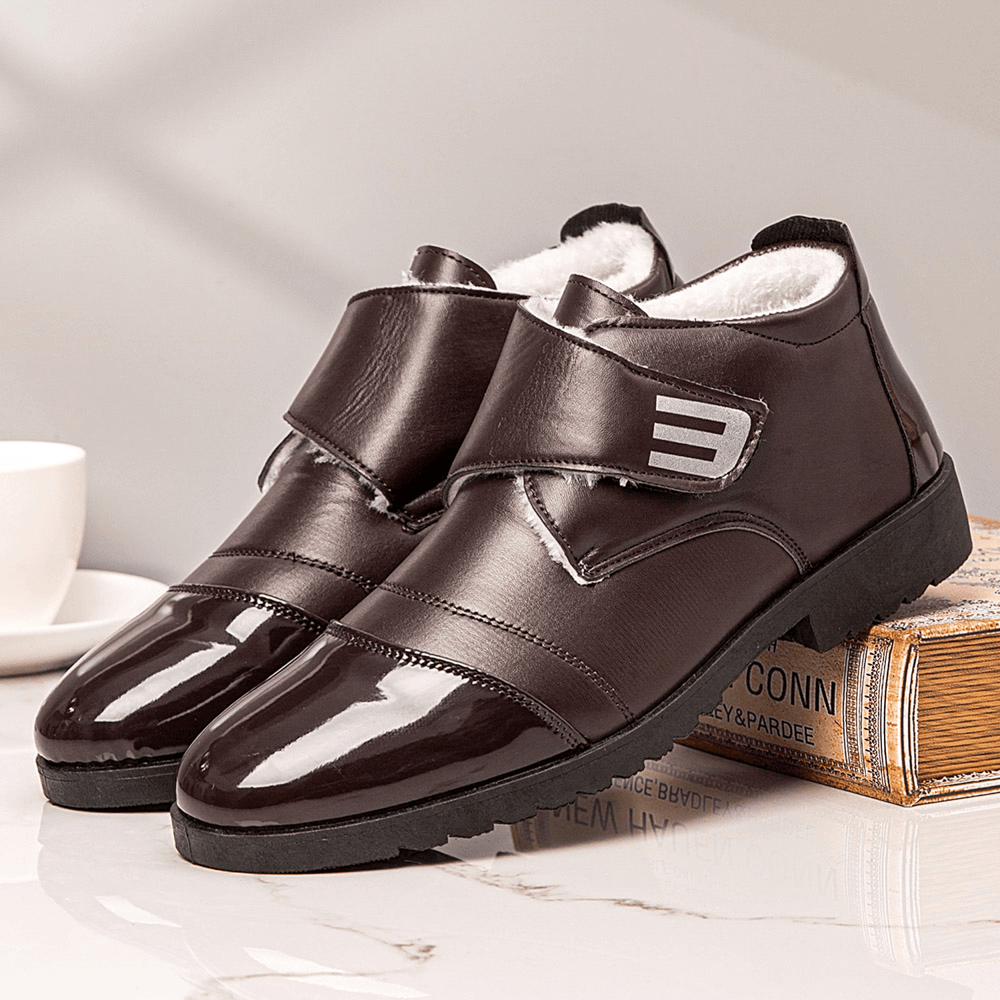 Men Warm Lining Hook&Loop Casual Business Ankle Boots