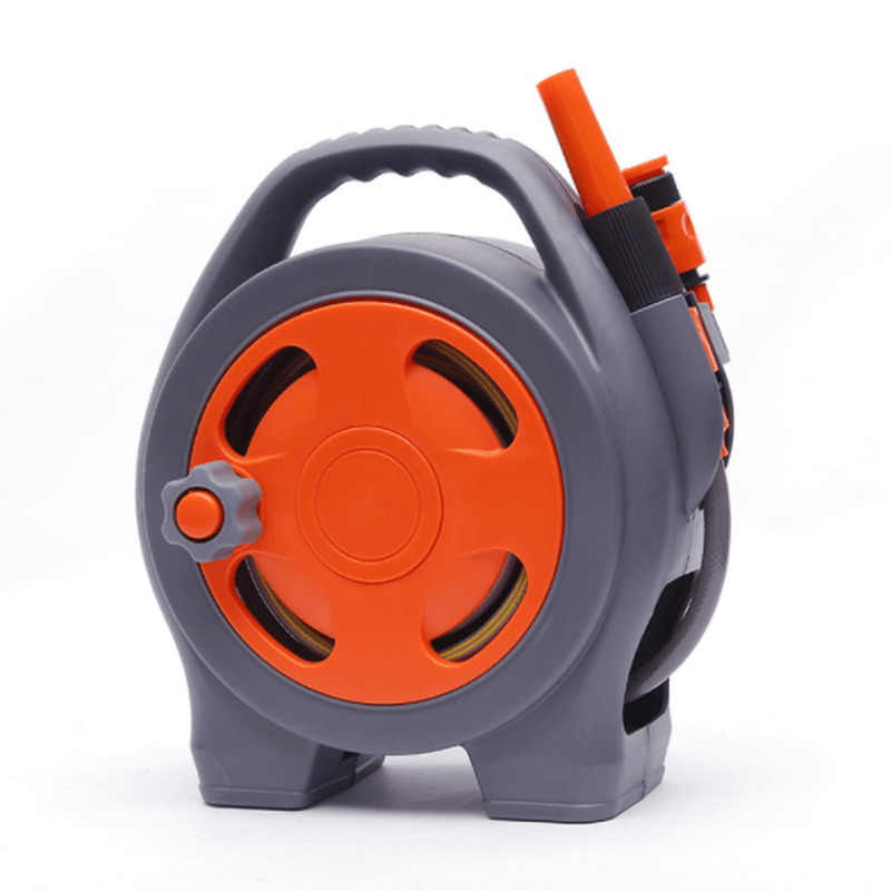 15M Compact Garden Hose Reel Tough Water Pipe Standing Wall Mounted Fittings Set