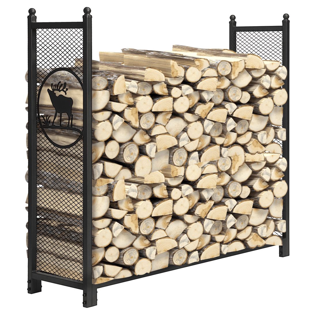 Kingso 4 Inch Duty Steel Firewood Log Wood Storage Rack Fireplace Holder Outdoor Camping Wooden Racks