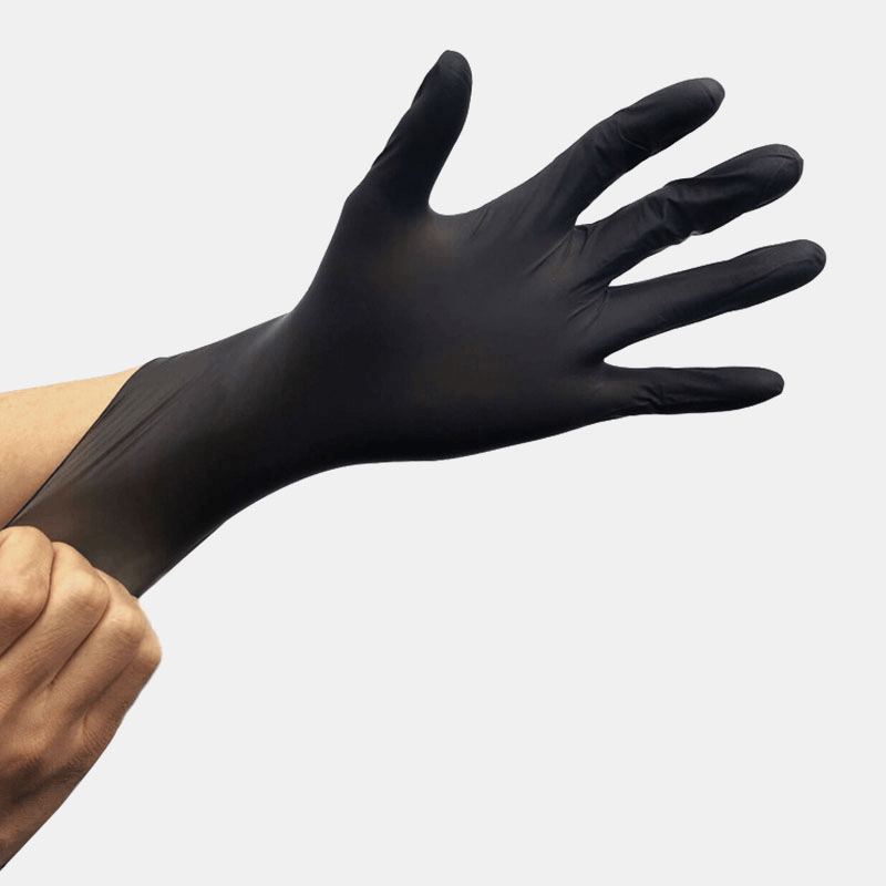 100Pcs Disposable Nitrile Latex Gloves Black 3 Sizes