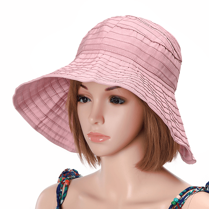 Women Foldable Sun Protective Beach Hat Summer Outdoor Gardening Anti-Uv Wide Brim Visor Cap - MRSLM