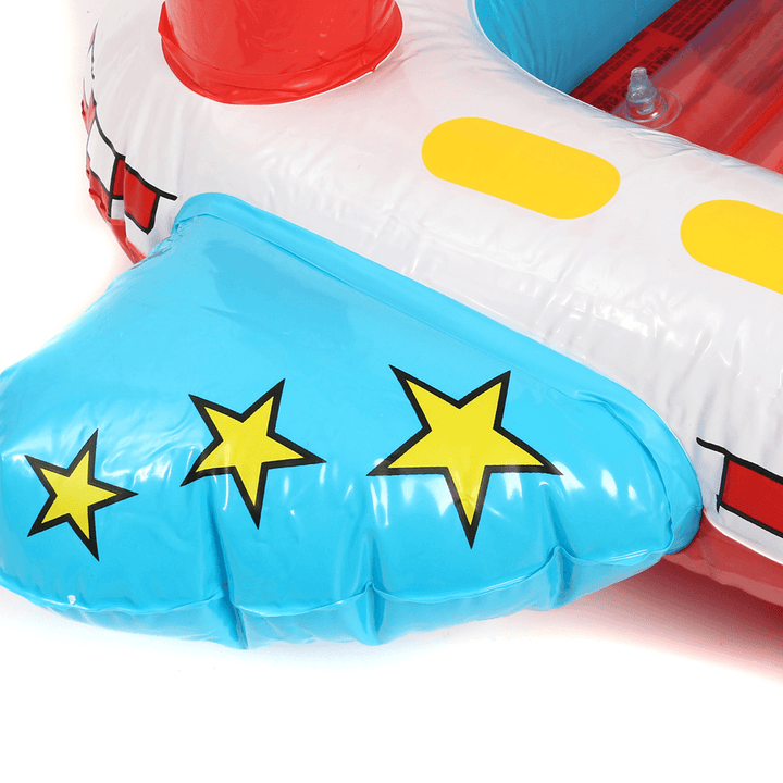 Inflatable Toddler Baby Swimming Ring Plane Float Kid Swimming Pool Seat with Canopy