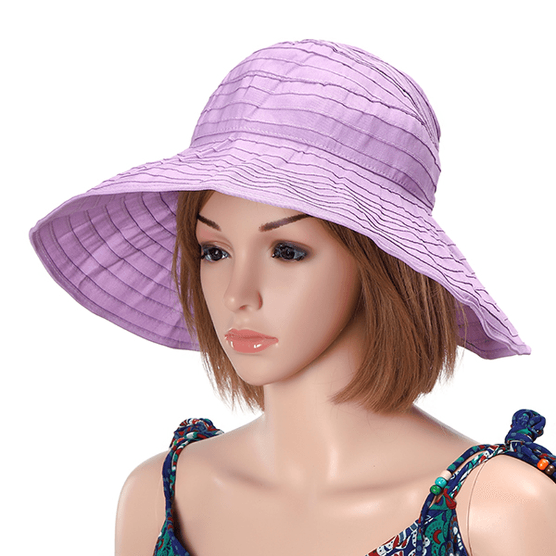 Women Foldable Sun Protective Beach Hat Summer Outdoor Gardening Anti-Uv Wide Brim Visor Cap - MRSLM