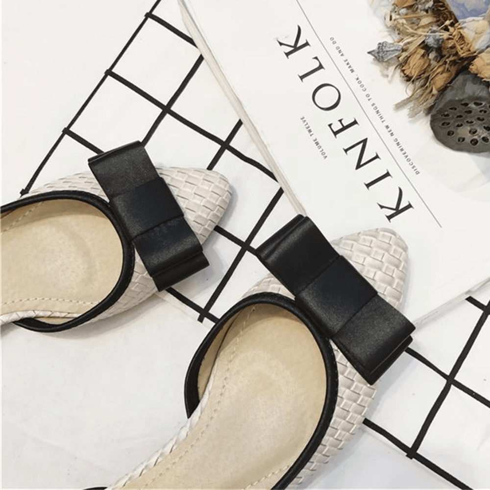 Women Bow Docor Woven Detail Comfy Breathable Stylish D'Orsay Flats