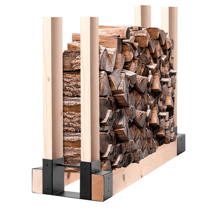 Kingso Firewood Rack Bracket with Screws Heavy Duty Firewood Holder Adjustable Length Log Wood Rack Fireplace Wood Storage Holder