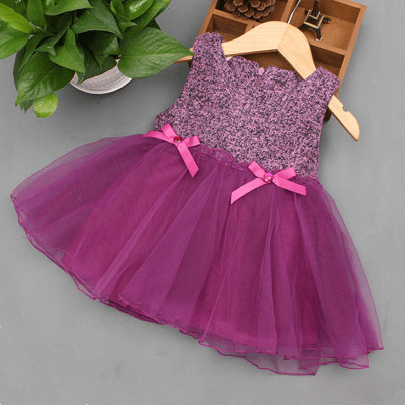 Hitz Woolen Dress Girls 0-4 Years Old Infants Purple Puff Vest Skirt Support on Behalf of the Princess - MRSLM