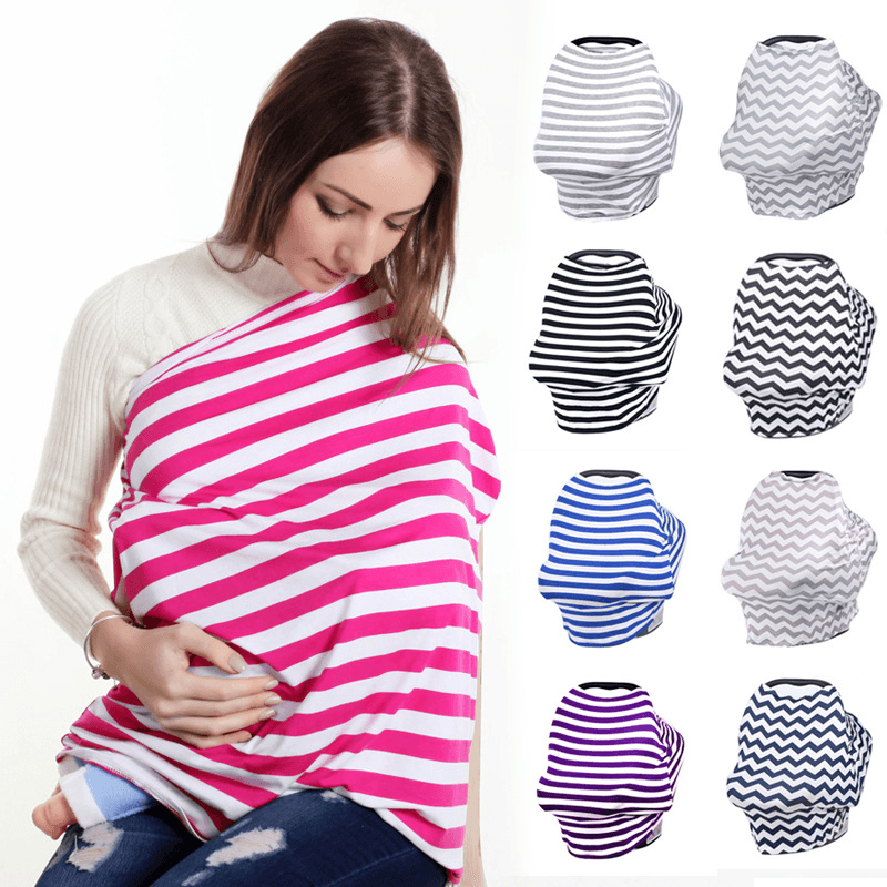 Cotton / Milk Silk 5 In1 Baby Feeding Cover Nursing Scarf Breastfeeding Cover