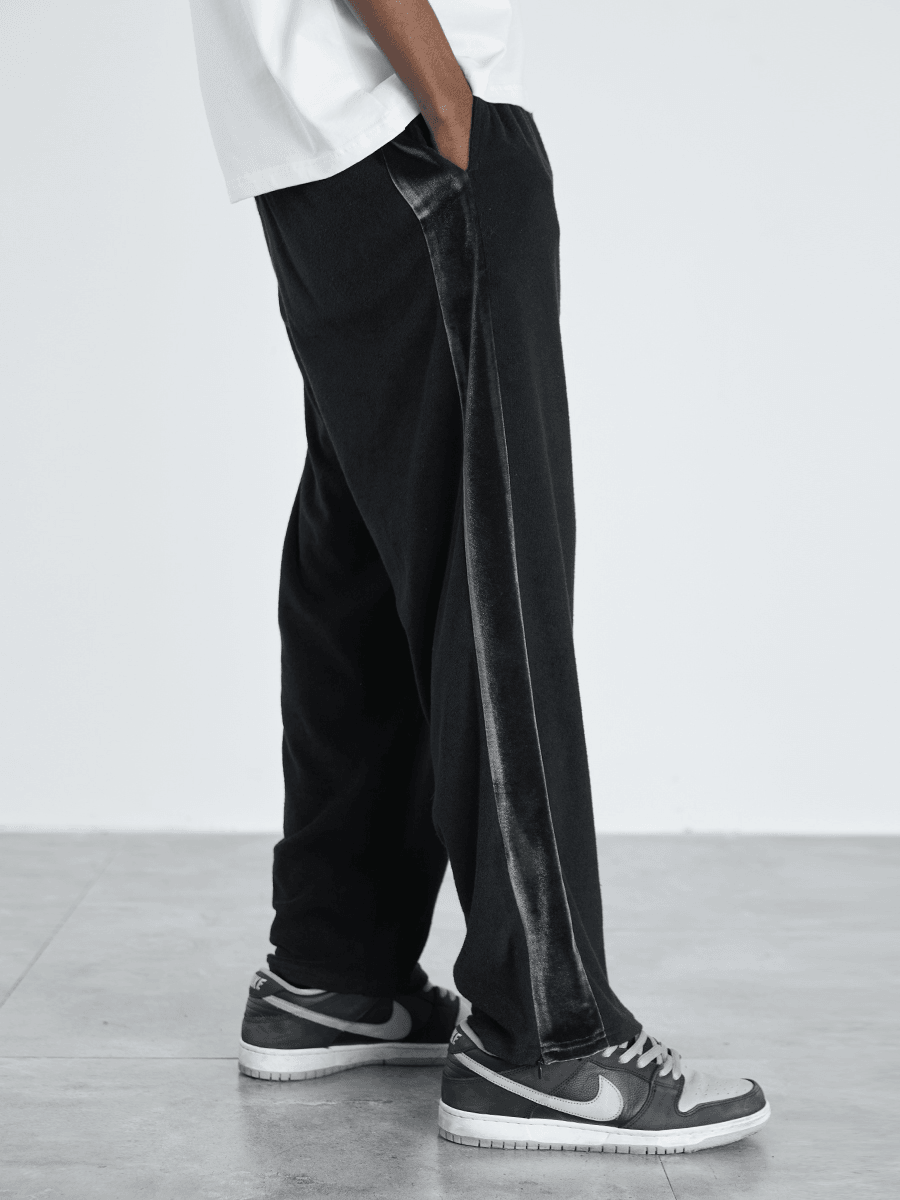 Terry Cloth Stitching Velvet Loose Trendy Casual Pants