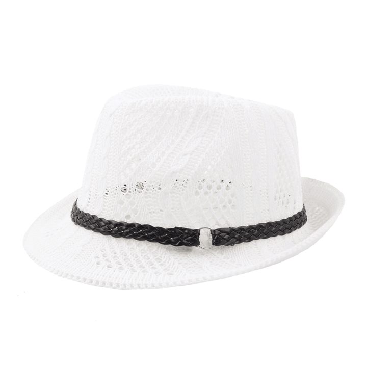 Women Summer Leather Belt Mesh Jazz Hat - MRSLM