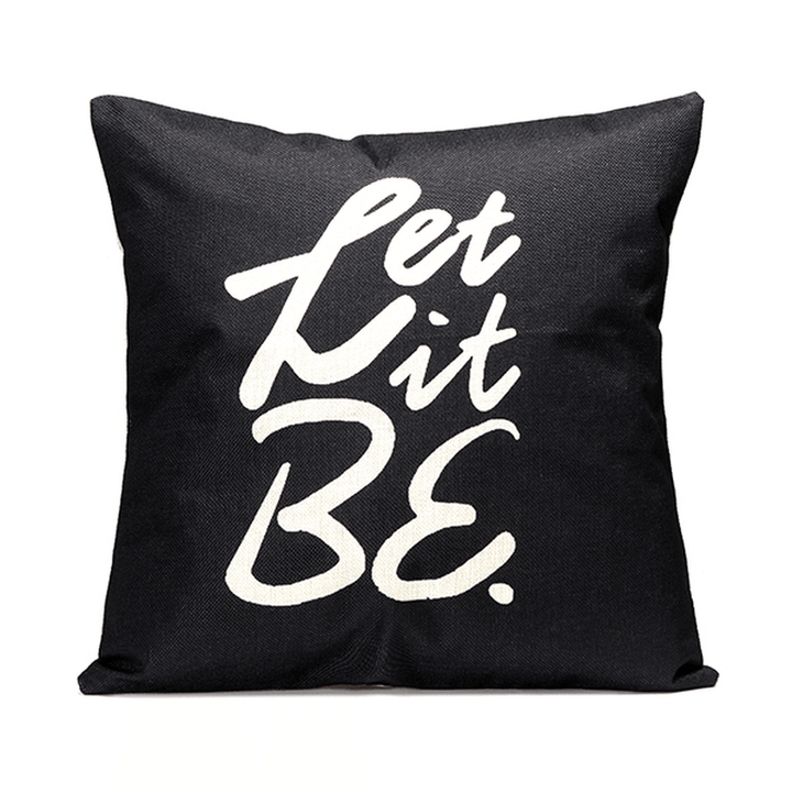 43X43Cm Black English Letter Fashion Cotton Linen Pillow Case Home Sofa Seat Bed Car Cushion Decor - MRSLM