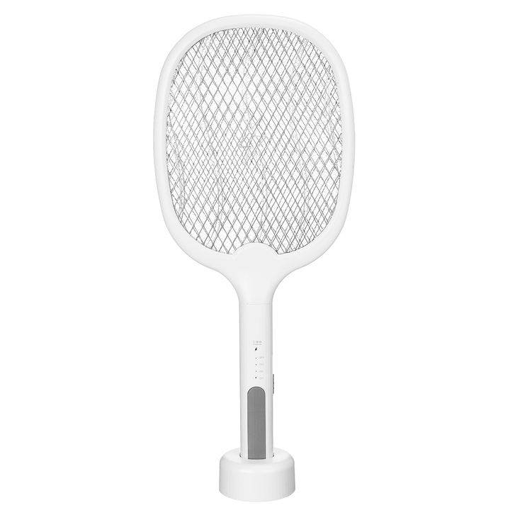 2 in 1 Electronic Fly Swatter Three-Layer Large Grid Intelligent Electric Mosquito Swatter with LED Light 1200Mah 3500V USB Rechargeable