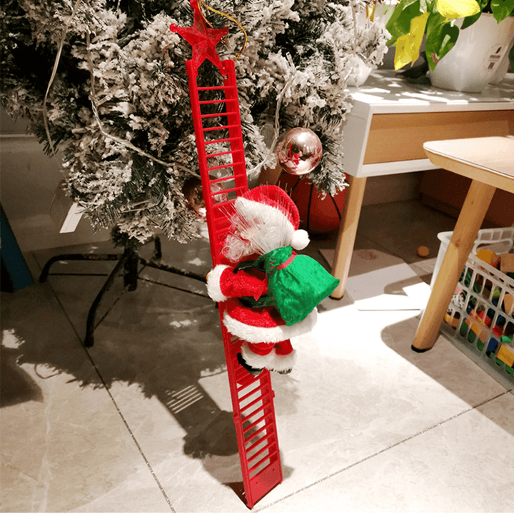 Electric Santa Claus Climbing Stairs Christmas Music Santa Doll Decor