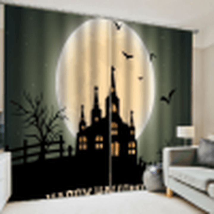 132*160Cm Blackout Window Curtains Halloween Printed Curtains for Living Room Festival Decoration - MRSLM