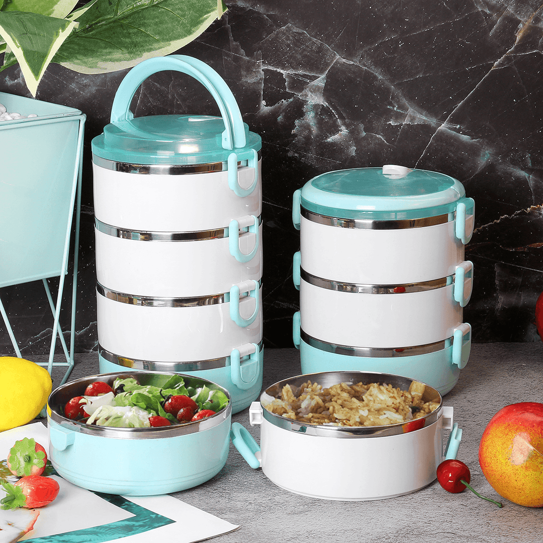 1/2/3/4 Layer Stainless Steel Lunch Box Insulation Food Thermal Lunch Storage Box Outdoor Camping Picnic