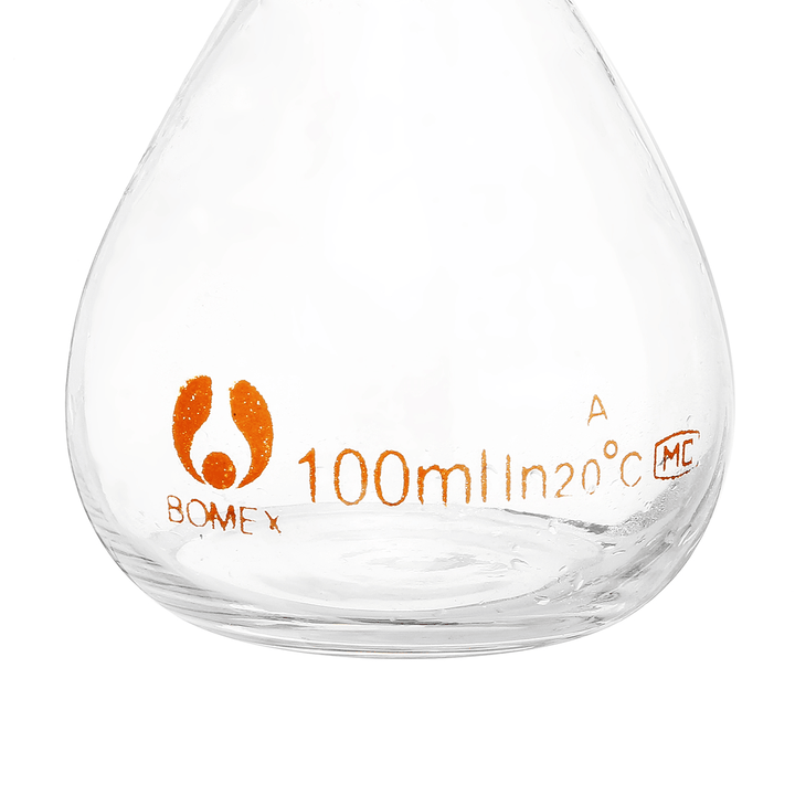 100Ml Clear Glass Volumetric Flask W/ Glass Stopper Lab Chemistry Glassware