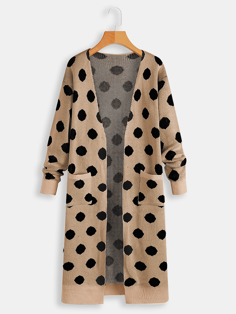 Women Long Sleeve Polka Dot Print Cardigans