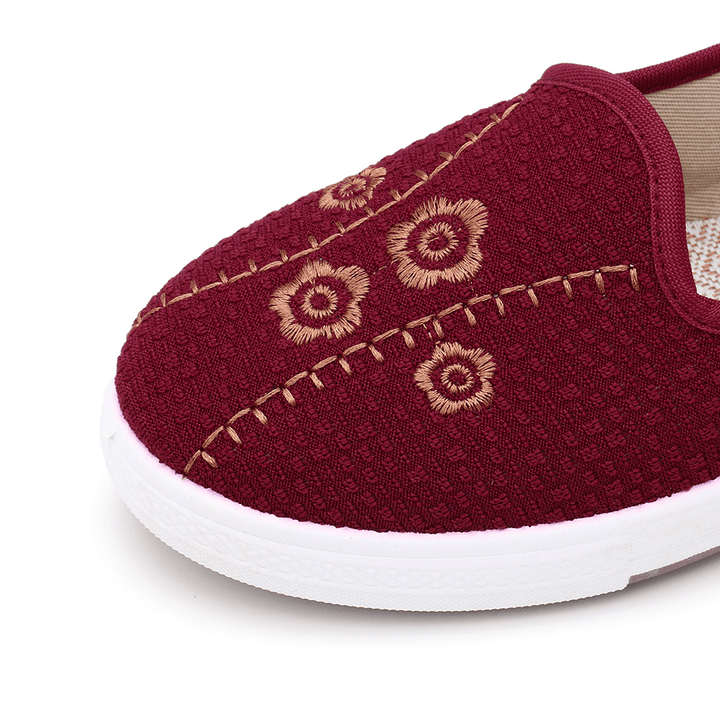 Women Embroidery Comfy Breathable Casual Shallow Slip on Flat Loafers