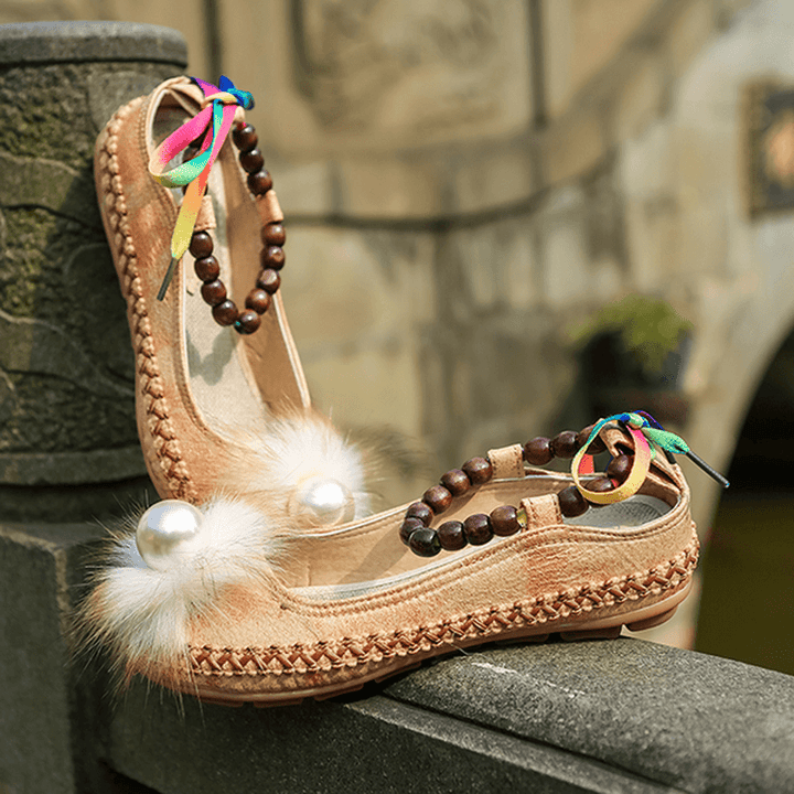 Women Beading Colorful Flats Loafers