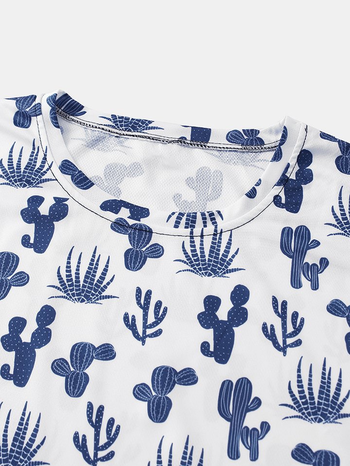 Designer Cactus Print Short Sleeve T-Shirts